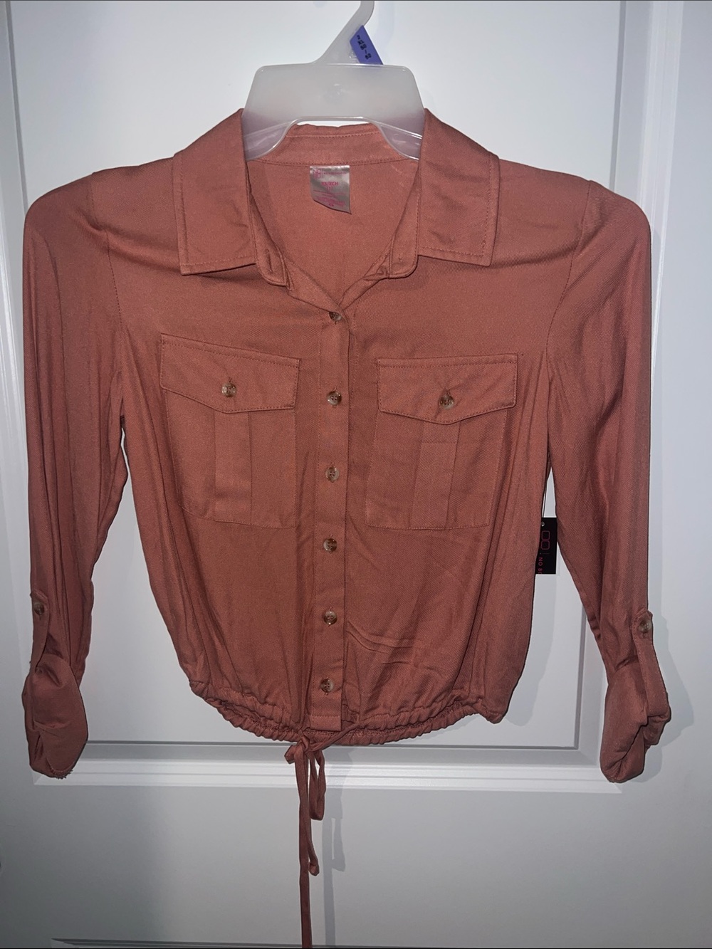 NOBO Rust Button-Front Drawstring Hem Shirt